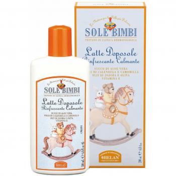 Leche After Sun Niños Helan Sole Bimbi 200 ml - Crema Hidratante Corporal y Facial con Áloe Vera, Flores de Caléndula, Manzanilla, Aceite de Jojoba, de Oliva y