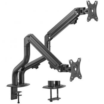 Ewent EW1534 Soporte de Escritorio para Doble Monitor de 17 a 32, Carga Máxima 16 kg, Color Negro
