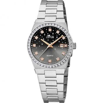 Reloj Lotus Freedom 18885/4 para Mujer, Esfera Negra, Acero Plateado