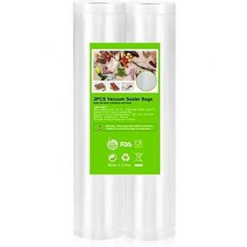 OMBAR Bolsas de Vacío, Rollos al Vacio para Envasadora al Vacío para Almacenaje de Alimentos/Cocina/Sous Vide, 2 Rollos 28x600cm Bolsas Profesional para Foodsaver, Lacor, Silvercrest, Caso, etc.