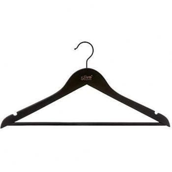 Juego de 3 Perchas de Madera Antideslizantes Rubber Negro 44cm