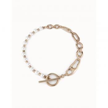 UNO de 50 18K Gold Plated Pearl Necklace with Link Design