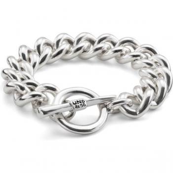 UNO de 50 - Unisex Sterling Silver Plated Electric Bracelet with Barb Chain and Toggle Closure
