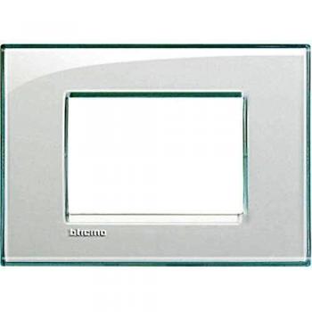 Placa Cuadrada Bticino Livinglight 3 Módulos Acquamarina LNA4803KA