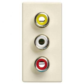 Conector Simon 27 Play con Tapa para Audio/Video Estrecho Marfil
