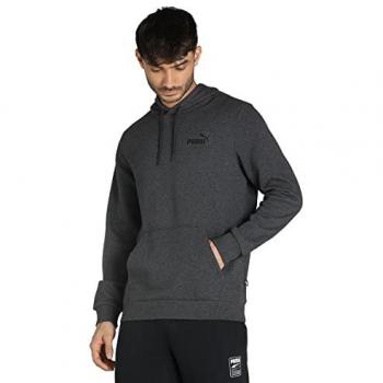 PUMA Essential Heather Dark Grey Hoodie Sweatshirt with Small Logo
