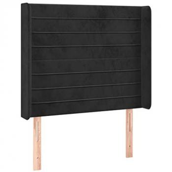 Cabecero con Orejas de Terciopelo Negro 83x16x118/128 cm Acolchado y Antimancha