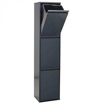 Arregui Basic Cubo de Basura y Reciclaje de Acero con 3 Compartimentos, 3 x 17 L (51 L), Color Antracita