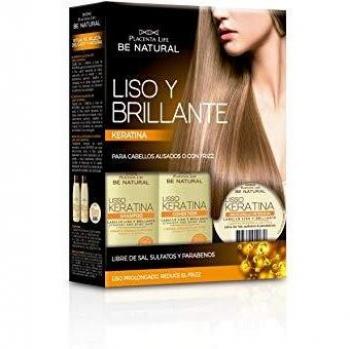 Be Natural Pack Liso y Brillante de Champú, Acondicionador y Mascarilla Lisso Keratina, Formato Mini/Viaje, Amarillo