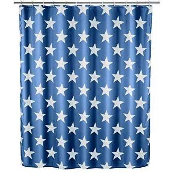 Cortina de Ducha Antimoho Stella Azul 180 x 200 cm de Poliéster Lavable