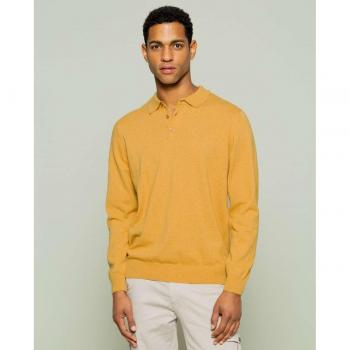 Jersey polo Scotta Cashmere mostaza para hombre