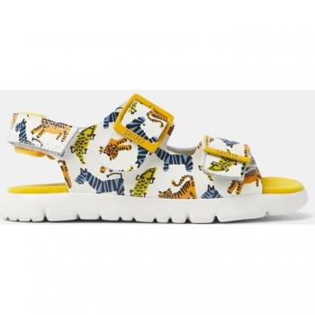 CAMPER Oruga Sandals for Girls - White, Orange, Blue, Size 35, Smooth Leather