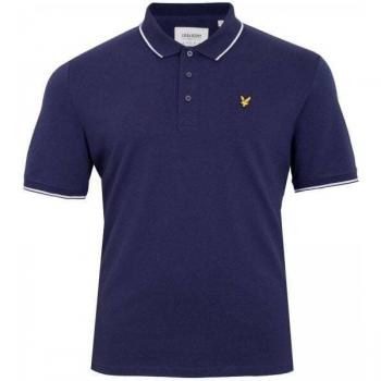 Lyle & Scott Plus Size Tipped Polo Shirt in Navy/White