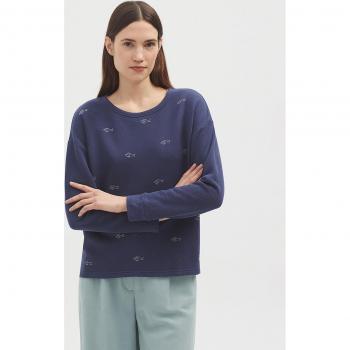 Nice Things Sudadera Mujer Bordada Peces Azul