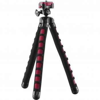 Trípode Flexible Ligero Mantona Kaleido Flex Sundown Rojo con Cabezal Esférico 360° para Cámaras Digitales, Videocámaras, Smartphones y Acciones Cams