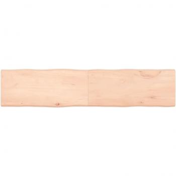 Tablero de mesa de madera maciza de roble sin tratar con bordes vivos 180x40x4 cm Marrón