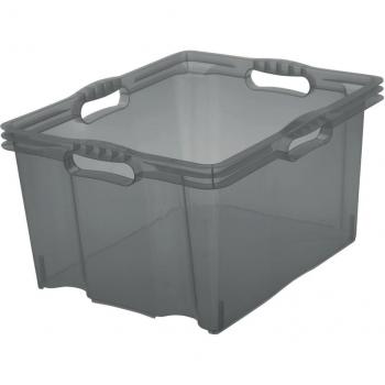 Caja de Almacenamiento Keeeper 43x35x23 Gris Translúcido con Asas Integradas