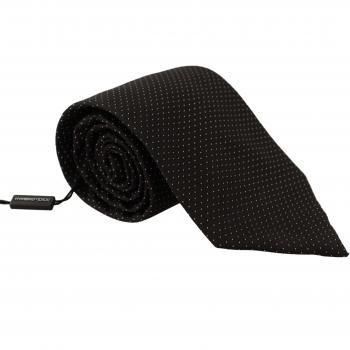 Dolce & Gabbana Black White Polka Dots Silk Adjustable Tie