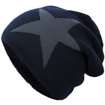 glamxx24 calientes clásica Slouch Unisex Long Gorro Muetze con estrella y forro interior azul Talla única