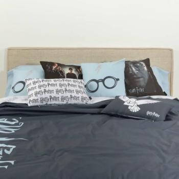 Funda Nórdica con Botones 100% Algodón Modelo HPotter Deep Blue para Cama de 80 (140x200 cm) - Funda Nórdica Ligera y Confortable, Licencias Oficiales