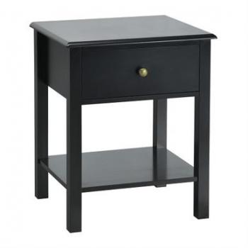 Contemporary White MDF Wood Nightstands with Single Drawer (Set of 2)
