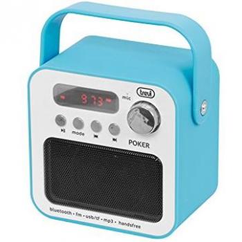 Trevi Poker Bluetooth Smart FM Radio y Reproductor de MP3 portátil con función Manos Libres, Azul