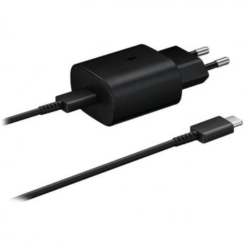 Cargador de red compatible Samsung Carga Rápida 25W USB-C (EP-TA800EBE + EPDG977BBE 2A) Negro