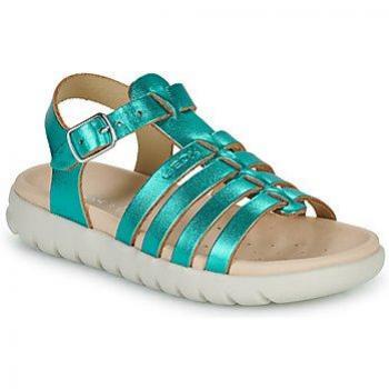 Geox Sandalias J SANDAL SOLEIMA GIR para niña, color verde, con suela de goma antideslizante, diseño cómodo y transpirable, ideal para uso diario en verano