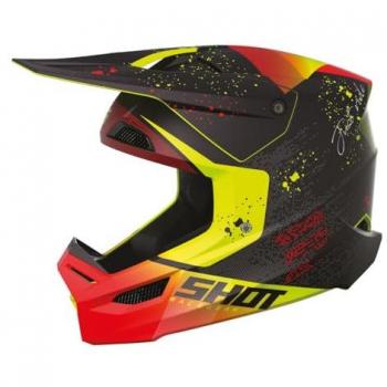 Casco de motocross Shot Furious Matrix Rojo Negro Amarillo (L)