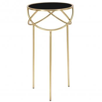 Mesa auxiliar redonda de metal dorado con 3 patas Ø 40x80 cm