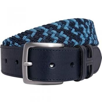 Cinturón Trenzado Casual para Hombre Hackett con Detalles en Piel, Color Marino, Ligero y de Poliéster