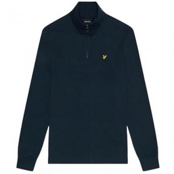 Lyle & Scott Men's Navy Interlock Quarter Zip Sweater - Large