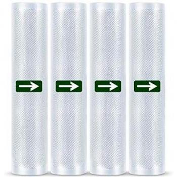 LAKIDAY Rollos de Vacío 4 Rollos de película de 28 x 600 cm Para Todos Los Selladores de Vacío, Bolsas Vacío Resistentes Rasgaduras Prueba Ebullición Reutilizables