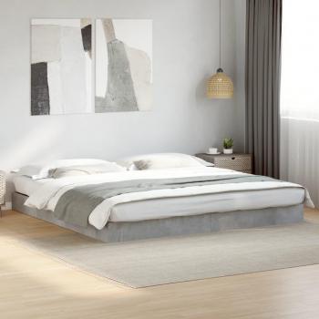 Cama de hormigón gris 200x200 cm con estructura de madera multicapa y madera de ingeniería