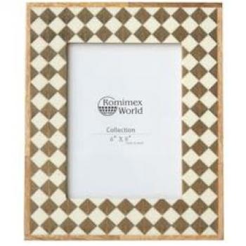Marco de Fotos Romimex Marrón Madera Resina Hueso 24 x 29 x 3 cm