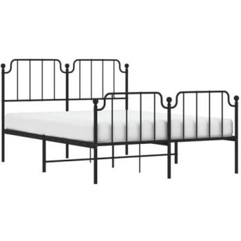 Estructura de cama con cabecero y estribo metal negro 140x190 cm