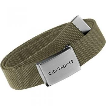 Cinturón Clip de Cuero Cromado Carhartt Wip para Hombre, Verde, Talla Única