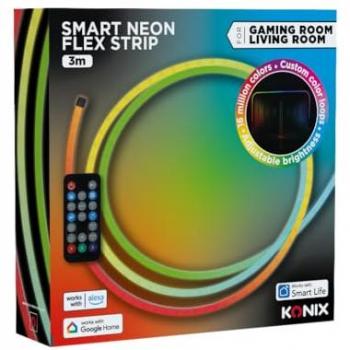 Tira de luces LED KONIX SMART 3 m Flexible y Personalizable con 252 LEDs - Sincronización Musical - Compatible con Alexa/Google Home