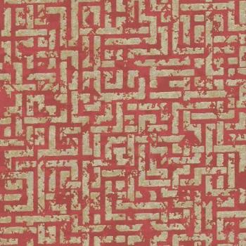 Papel Pintado Gráfico Texturizado Profhome 386954 con Figuras Geométricas Destellantes en Rojo, Oro y Plata - 5,33 m2