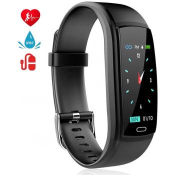 MINLUK Pulsera de Actividad Inteligente, Pulsera Bluetooth Impermeable IP67 con Pantalla Color, Monitor de Dormir, Calorías, Ritmo Cardiáco Podómetro, Notificación de Mensaje,para Android y iOS