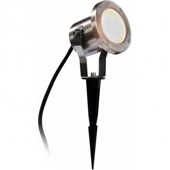 Foco de exterior Arcchio Kirsie con pica de tierra, moderno, gris, hecho de acero inoxidable, 1 llama, tipo GU10