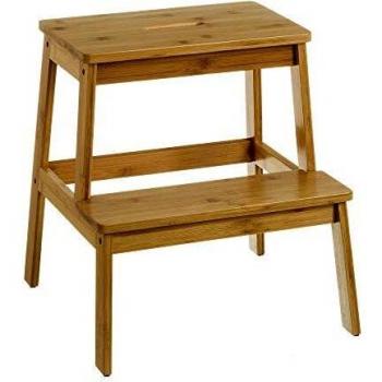 Taburete Escalera 2 Alturas nórdico marrón bambú de 47x43x42 cm - LOLAhome
