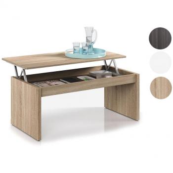 Mesa de Centro Elevable, Modelo Zenit, Mesita Salon Comedor, Acabado en Roble Canadian, Medidas: 102 cm