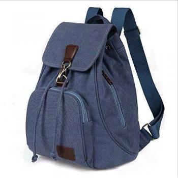 Unisex Vintage Casual Lienzo Mochila al aire libre mochila de viaje mochila School bookbags para los estudiantes, color azul