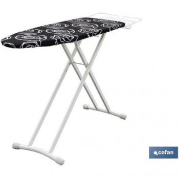 Tabla de Planchar Tívoli Negra 125x41cm con Bandeja para Centro de Planchado y Patas Antimovimiento