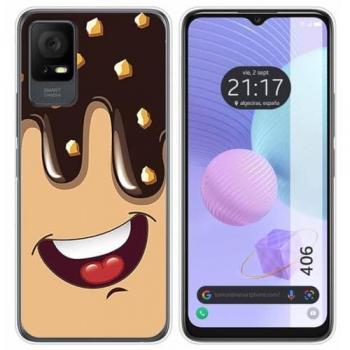 Funda de Silicona para TCL 406 con Diseño de Helado Chocolate y Dibujos