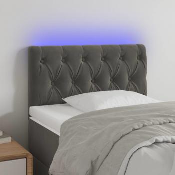 Cabecero LED de terciopelo gris oscuro 80x7x78/88 cm
