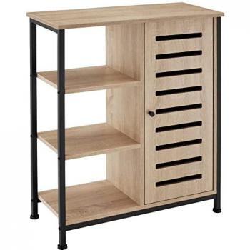Aparador de Estilo Industrial Tectake 71 x 32 x 82 cm con Tablero Superior Grande, Tres Estantes, Armario con Puerta Magnética y Dos Estantes Ajustables, Fabricado en Aglomerado con