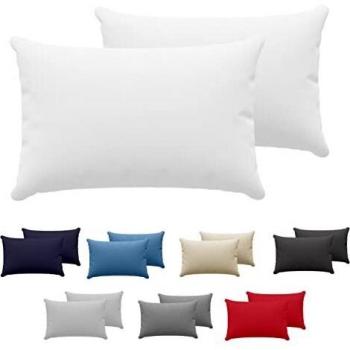 Dreamzie Juego de 2 x Fundas de Almohada 40x60 cm Blanco 100% Algodon Jersey - Funda de Almohada Algodon 40x60 - Funda Cojin para Cama 40x60 - Protector de Almohada