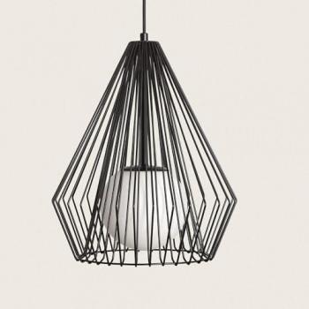 Lámpara Colgante de Metal Kelsie Glass II Negra con Cable Regulable para Iluminación Versátil en Salón, Habitación y Dormitorio